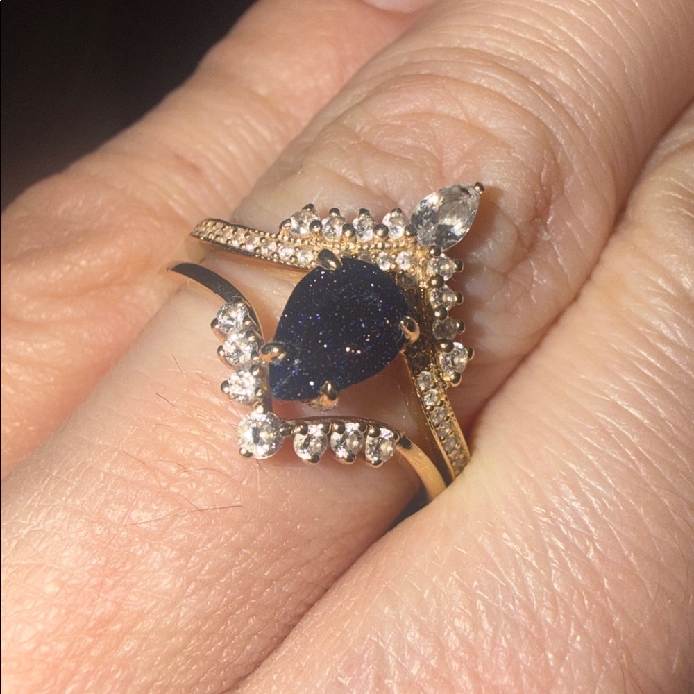 14 karat blue sandstone engagement ring Women's Ring (video included) - Picture 3 of 17